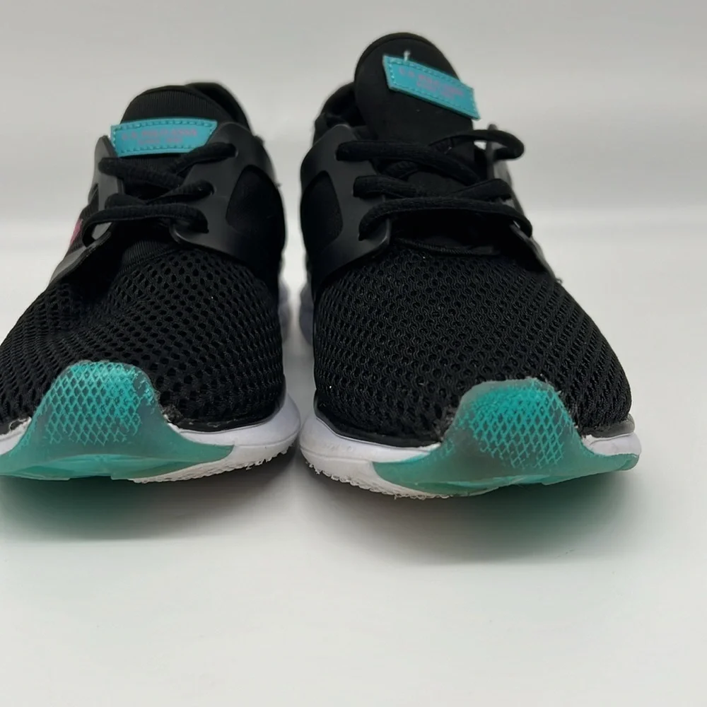 US Polo Association NW8110 Morale -M Black Sneaker Pink Turquoise Accents size 6